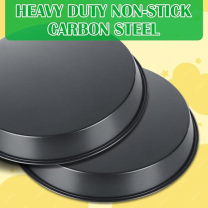 AKOLAFE 4 Pack Deep Dish Pizza Pan 12 Inch Pizza Pan for Oven Large Non Stick Pizza Plates Set Round Pizza Baking Sheet Nonstick Carbon Steel Pizza Sheet Personal Metal Pizza Trays for Serving Cooking