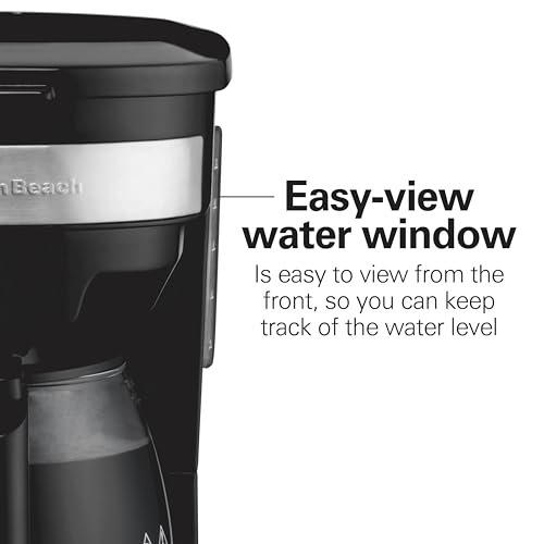 Hamilton Beach 12 Cup Programmable Drip Coffee Maker Machine, Regular & Bold Brew Options, Auto Pause and Pour, Glass Carafe, Black with Stainless Accents (46299J)