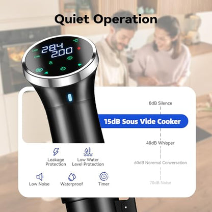 WiFi Sous Vide Cooker with APP Control,1100W Sous Vide Immersion, 3D Heating& LED Display for Fathers Day Kitchen Gifts for Men,Temperature Range 77-203℉ Ultra-Quiet Slow Cooking Sous-vide APP Control