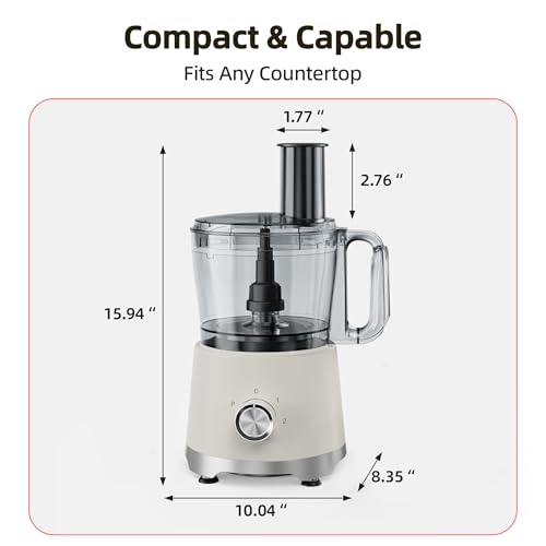 KMfurnila Electric Food Processor 10.5 Cup, Multi-Function Vegetable Chopper with French Fry Slicer, Dough Mixer, Easy to Clean, Secure Design, Stainless Steel, for Vegetables, Smoothie, Fruit