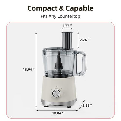 KMfurnila Electric Food Processor 10.5 Cup, Multi-Function Vegetable Chopper with French Fry Slicer, Dough Mixer, Easy to Clean, Secure Design, Stainless Steel, for Vegetables, Smoothie, Fruit