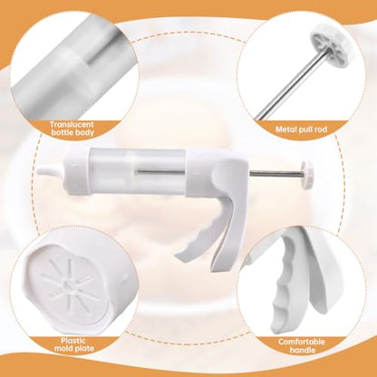 Zorivane Cookie Press Gun White, iscuit Maker Machine with 1 mold gun, 12 Discs & 6 Piping Tips, Cheese Press for Baking & Cake Decorating for Biscuit, Thanksgiving Christmas