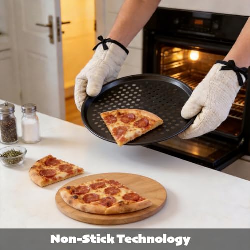 WINDAWNKE 10 Inch Round Pizza Pan with Holes, Carbon Steel Pizza Pans fo Frozen & Homemade Pizza, Nonstick Pizza Tray for Oven