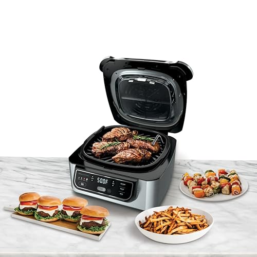Ninja AG300 4-in-1 Indoor Grill with 4-Quart Air Fryer with Roast, Bake, and Cyclonic Grilling Technology