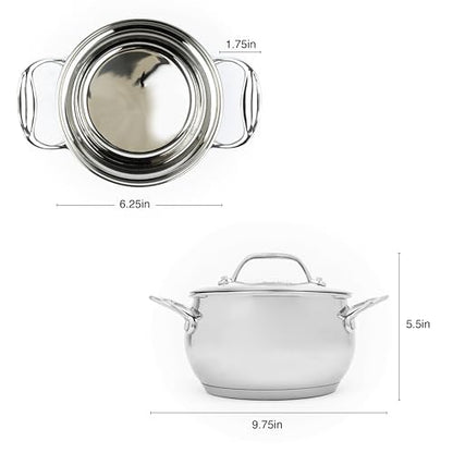 David Burke Splendor Stainless Steel 2-Quart Dutch Oven with Glass Lid, Vented Steam – Side handles, Oven Safe