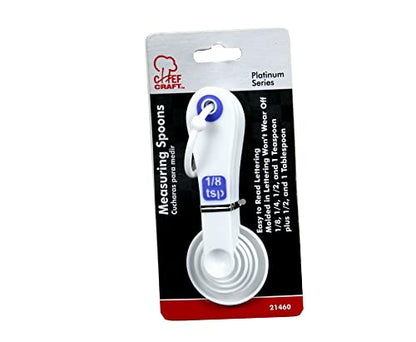 Chef Craft Select Plastic Measuring Spoon Set, 6 piece set, White and Blue