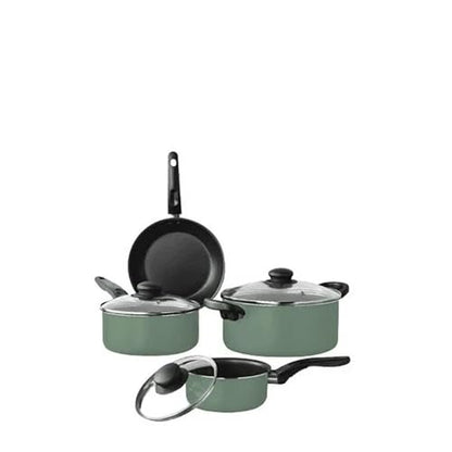 7 Piece Non Stick Aluminium Cookware Set - Pots, Pans with Even Heating, Perfect for Daily Cooking
