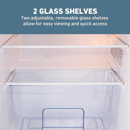 West Bend Mini Fridge with Freezer for Bedroom, Office, Bar or Dorm Room, Retro Compact Refrigerator features Glass Shelves, Manual Defrost and Adjustable Temperature Control, 3.1-Cu.Ft., Green