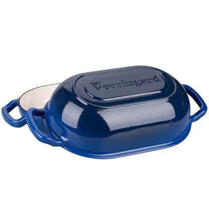 VORRINGARD Enameled Cast Iron Sourdough Bread Oven, Dutch Oven, Loaf Cast Iron Bread Pan for Homemade Bread Baking, Meatloaf Pan with Lid, 7QT, Blue