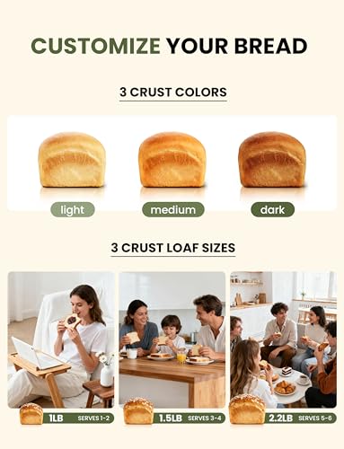 SUMSATY Bread Maker, 2.2LB 16-in-1 Bread Machine Automatic Bread Maker Machine with Nonstick Pan & 15H Timer & 1H Keep Warm for Beginner Breadmaker with Gluten-Free, French, Yogurt, Recipe