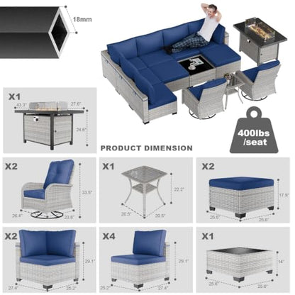 Sweecci Outdoor PE Wicker Rattan Modular Patio Sectional Sofa Set