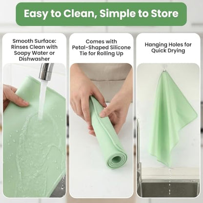 Silicone Baking Mat, 28" x 20", Extra Thick Non Slip Pastry Mat with Measurements, Food Grade Dough Rolling Mat with Raised Edge and Scraper for Bread Pizza