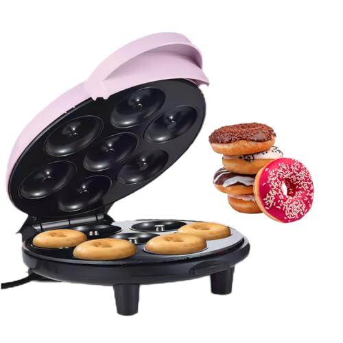 Donut Maker, Electric Non-Stick Surface Makes 7 Small Doughnuts Mini Donut Maker Machine, Mini Doughnut Maker Pancake Maker for Breakfast, Snacks, Desserts & More, Pink