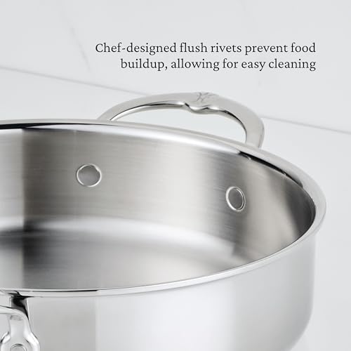 Hestan ProBond Luxe 3.5-Quart Sauteuse Braiser with Lid, Professional Clad Stainless Steel, ProCore Tri-Ply Clad Construction, Polished Exterior, Induction & Oven Safe