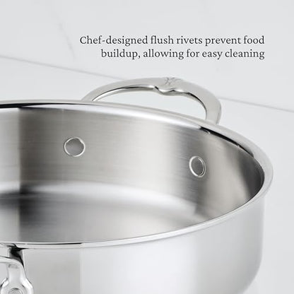 Hestan ProBond Luxe 3.5-Quart Sauteuse Braiser with Lid, Professional Clad Stainless Steel, ProCore Tri-Ply Clad Construction, Polished Exterior, Induction & Oven Safe