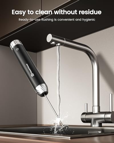 Maestri House Rechargeable Milk Frother with Stepless Speed Control, LunaFro Max Handheld Electric Foam Maker Waterproof Drink Mixer Foamer with Stand & Detachable Whisks for Lattes, Cappuccino