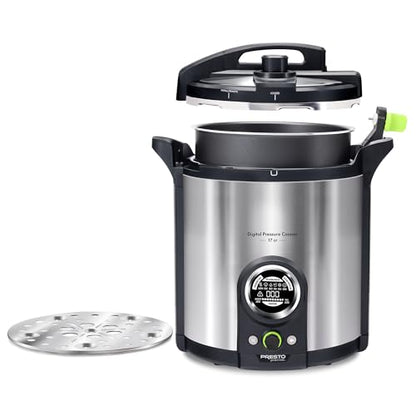 Presto 02152 17-Quart Digital Pressure Canner - Digital Display, Waterbath Capable, 10 Built-In Safety Features, Recipe Book, Stainless Steel