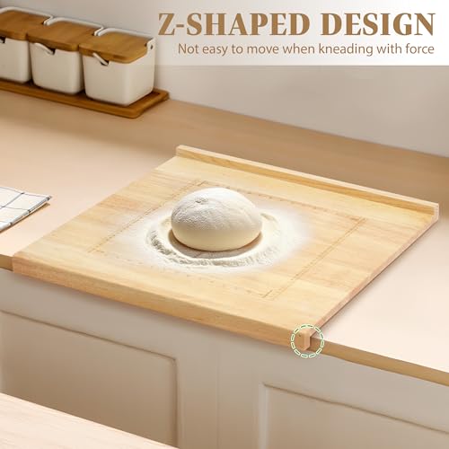 Suuiwau 24 * 20 Solid Wood Cutting Board Countertop Pastry Board with Engraved Ruler and Lip for Kneading Dough Reversible Pastaboard, for Kitchen