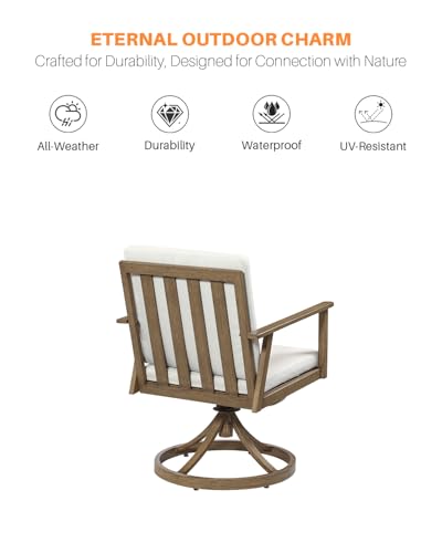 SEEHILL 9 Pieces Outdoor Dining Set, Aluminum Patio Swivel Dining Set, Teak