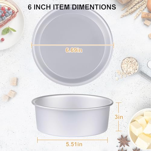 HomeMall Round Cake Pan Set of 3 (6 x 3 inch/8 x 3 inch/10 x 3 inch), Aluminum Baking Pans for Layer Cakes, Heavy Duty Non-Stick, Evenly Baking Tools for Home Kitchen, Birthday Wedding Anniversary