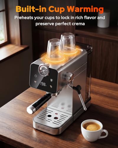 BYESHOP 20 Bar Compact Espresso Coffee Machines with Milk Frother for Home