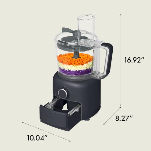 bella CHOP Deluxe 10-Cup Food Processor with Built-In Storage, Slate