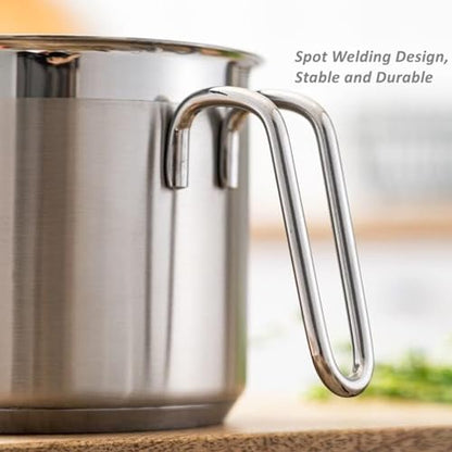 Stainless Steel Saucepan With Glass Lid, Sauce Pan, 2.5 Quart Cooking Pot, Perfect For Boiling Milk, Sauce, Gravies, Pasta, Noodles