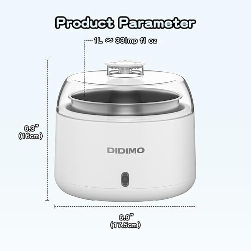 DiDimo Yogurt Maker, 1.37 QT Automatic Greek Yogurt Machine with Constant Temperature Control, Yogurt Maker Machine for Probiotic, Curd, Small Stainless Steel Container for Home Kitchen