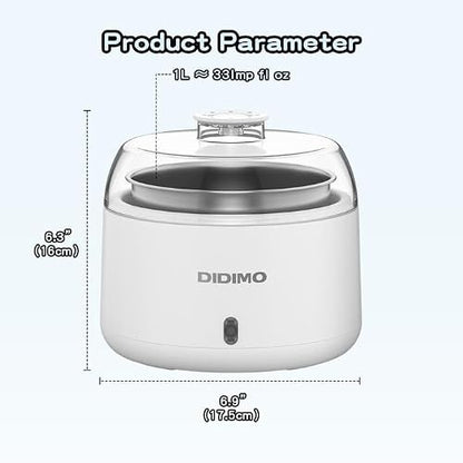 DiDimo Yogurt Maker, 1.37 QT Automatic Greek Yogurt Machine with Constant Temperature Control, Yogurt Maker Machine for Probiotic, Curd, Small Stainless Steel Container for Home Kitchen