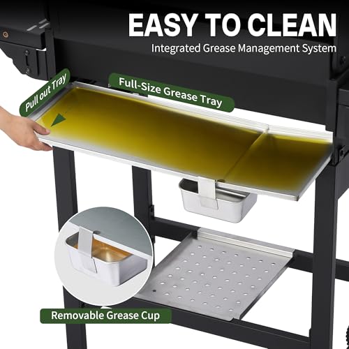 LMNOCHM Propane Grill with Folding Side Tables, 3-Burner Gas Grill with Porcelain-Enameled Cast Iron Grates and Stainless Steel Grill Pan, 30,000 BTU BBQ Grill with Wheels for Outdoor Cooking