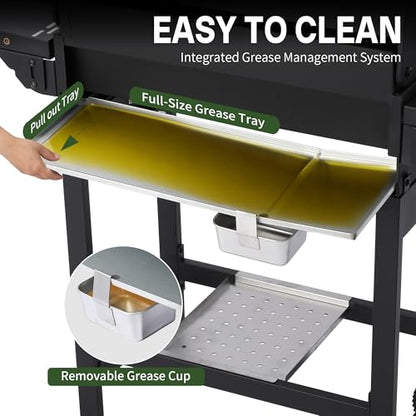 LMNOCHM Propane Grill with Folding Side Tables, 3-Burner Gas Grill with Porcelain-Enameled Cast Iron Grates and Stainless Steel Grill Pan, 30,000 BTU BBQ Grill with Wheels for Outdoor Cooking