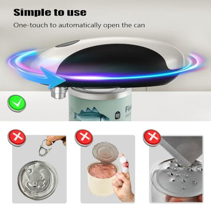 ZEUSORA Electric Can Openers in 2026: Automatic Can Opener Electric with Rechargeable. The Can Opener Creates A Smooth Edge, Making It The Best Gift for Seniors And Kids. (White)