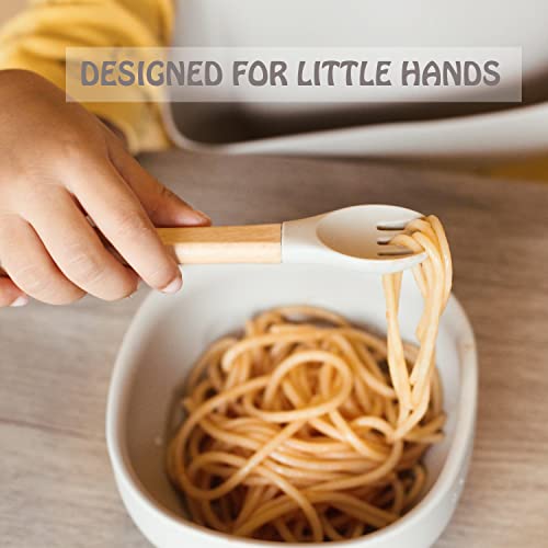 Ginbear Silicone Baby Spoons and Forks Self-feeding 12-18 Months, Soft-Tip Baby Flatware Sets for Girl, Toddler Feeding Utensils for Child, 4 Piece Set (Mauve/Pink)