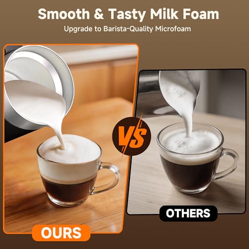 LIFEGETTER Milk Frother and Steamer 6-in-1 Electric Milk Frother 420ml/14.2oz Automatic Hot and Cold Foam Maker with Temp Contro Milk Warmer for Latte Cappuccino Macchiato Hot Chocolate Yogurt
