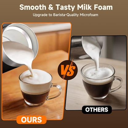 LIFEGETTER Milk Frother and Steamer 6-in-1 Electric Milk Frother 420ml/14.2oz Automatic Hot and Cold Foam Maker with Temp Contro Milk Warmer for Latte Cappuccino Macchiato Hot Chocolate Yogurt