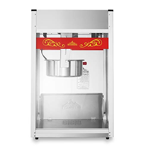 Olde Midway Commercial Popcorn Machine Maker Popper with Extra Large 16-Ounce Kettle - Red