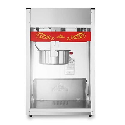 Olde Midway Commercial Popcorn Machine Maker Popper with Extra Large 16-Ounce Kettle - Red
