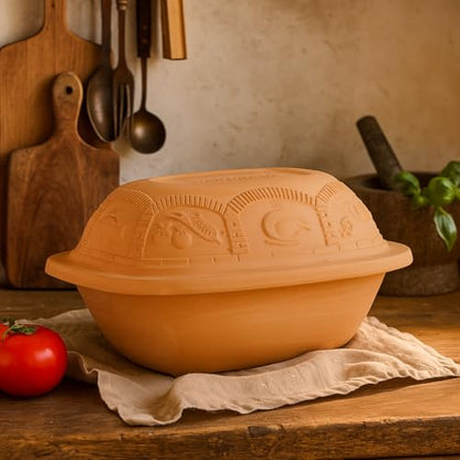 Eurita Clay Roaster, 3 Quart, 2.8 litres, Non-Stick Earthenware, Toxin-Free, Healthy Clay Pot Cooking, Versatile Cooking Dutch Oven, Digital Recipe and Instructions Included