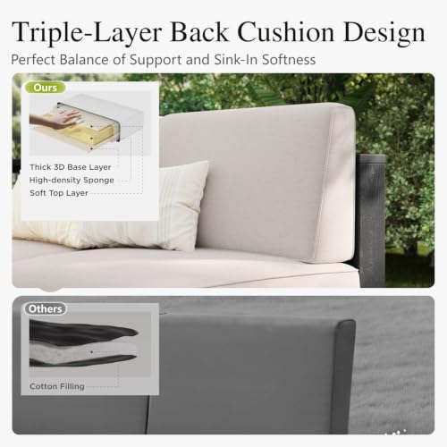 Sophia & William HDPE Patio Furniture Set, 6 Pieces L Shaped Sectional