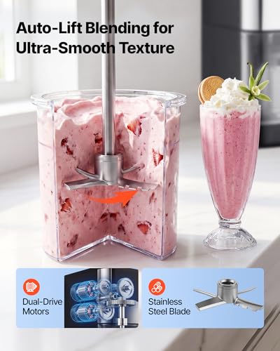 VEVOR Ice Cream Maker, 7-in-1 Frozen Treat Maker for Gelato, Sorbet, Milkshake, Frozen Yogurt & Lite Ice Cream, Homemade Ice-Cream Machine with One-Touch Mix-in + Respin for Smooth, Creamy Texture