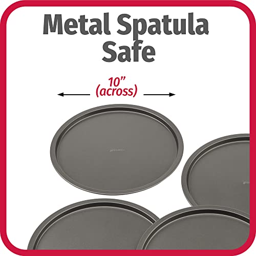 GoodCook Set of 4 Nonstick Steel 10 Inch Personal Pizza Pans Set, Gray