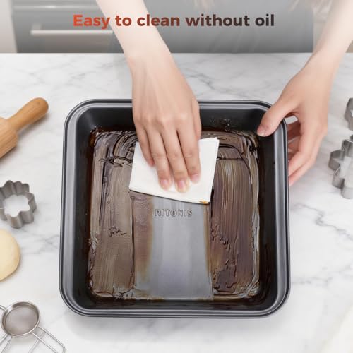 RITONIS 8-Piece Baking Pans Set, Non-stick Bakeware Sets Non-Toxic Baking Sheet Sets for Cooking, Include Round＆Square Cake Pan,Bread Pan,Muffin Pan, Cookie Sheet,Cooling Rack,with Baking Glove,Black