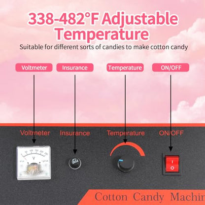 Commercial Cotton Candy Machine, Electric Floss Maker With Stainless Steel Bowl, For Home Party Carnival,pink