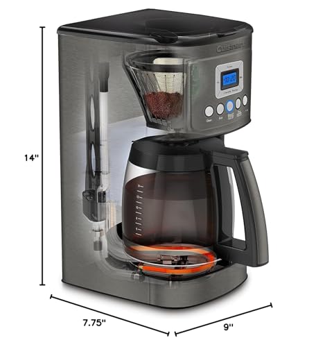 Cuisinart 14-Cup Coffee Maker, Programmable PerfecTemp Glass Carafe Coffee Machine with 1-4 Cup Setting, Brew Strength Control and Pause, Stainless Steel, DCC-3200BKSNAS, Black