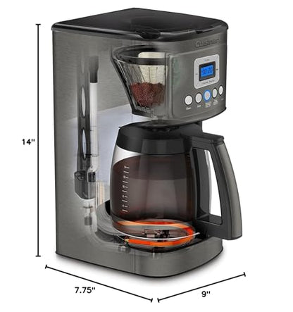 Cuisinart 14-Cup Coffee Maker, Programmable PerfecTemp Glass Carafe Coffee Machine with 1-4 Cup Setting, Brew Strength Control and Pause, Stainless Steel, DCC-3200BKSNAS, Black