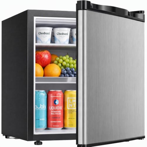 Icyglee 1.7 Cu.Ft Mini Fridge with Freezer, Compact Refrigerator, Silver