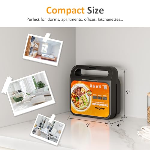 3 in 1 Electric Sandwich Maker with Removable Nonstick Plates - 1000W,Black