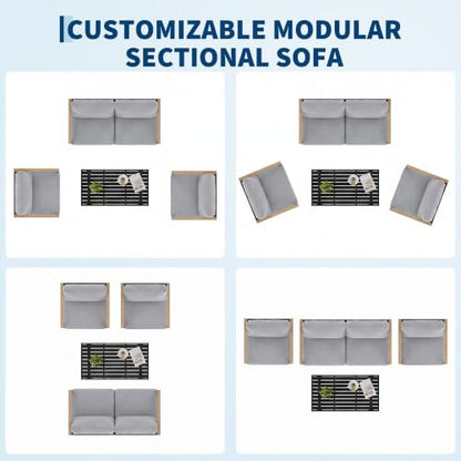 Garvee 4 Piece Patio Furniture Set, Outdoor Sectional Conversation Set Grey