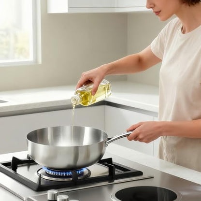 YeKuKing Tri-ply Stainless Steel Saute Pan 7.5-Quart with Clear Lid Deep Frying Pan for Chef's Cooking Wok Induction Oven Dishwasher Safe, Compatible with All Cooktops(Detachable Handle, 13Inch)