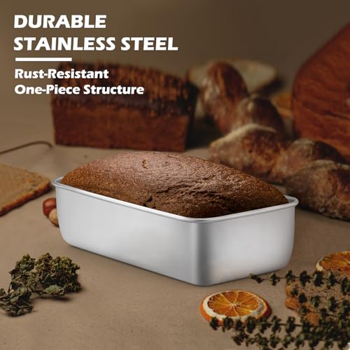 Leonyo 6 Pack Loaf Pans for Baking Bread, 9x5IN Stainless Steel Loaf Pans for Homemade Bread, Meatloaf, Bananas, Brownies, Lasagnas, Dishwasher Oven Safe